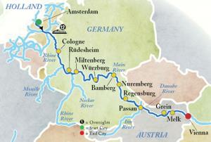 Amsterdam to Vienna map